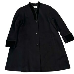 Jonathan Michael Velvet Trim Wool Nylon Black Coat Women’s Size 8